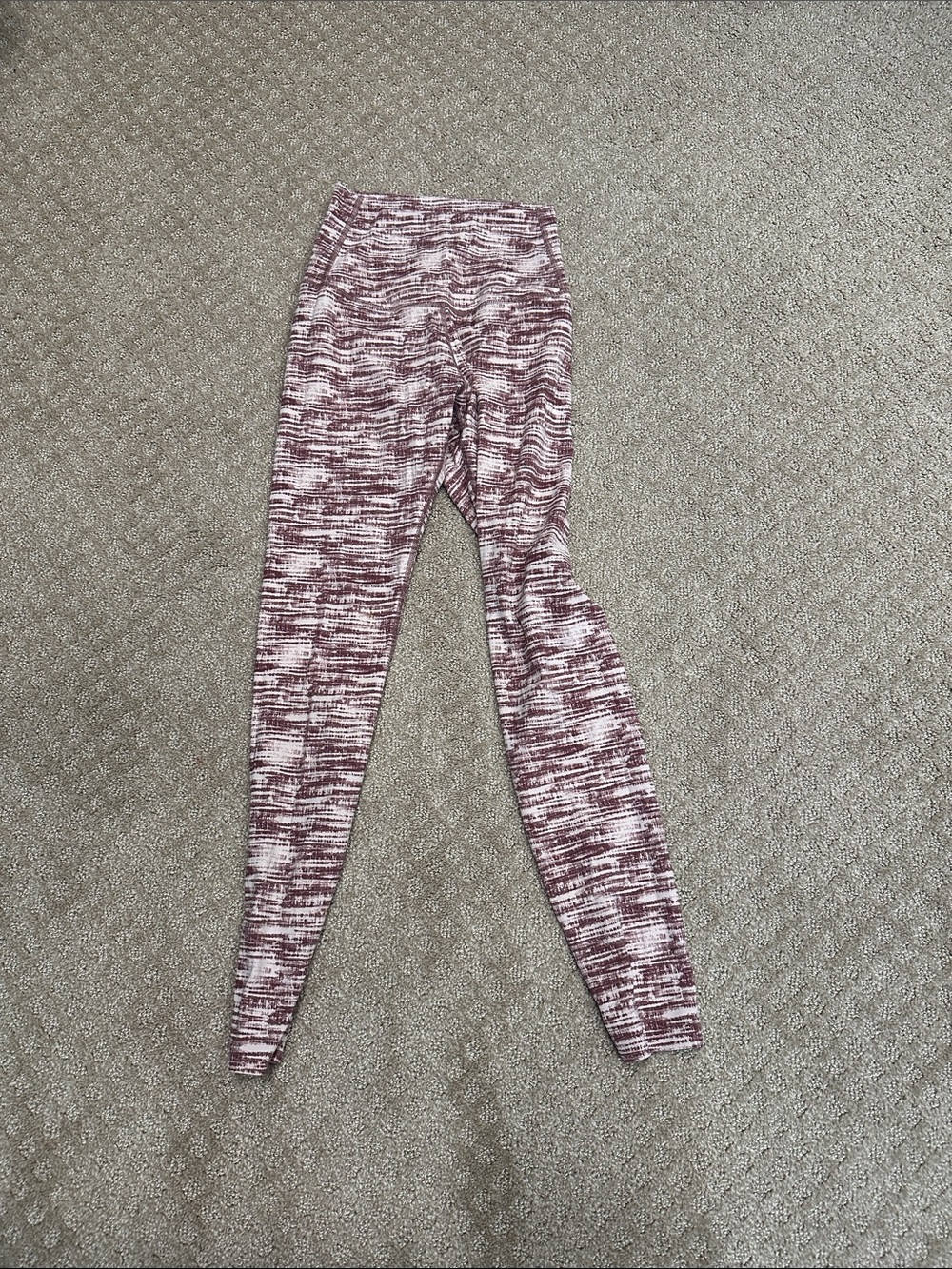 High-Waist Marled Burgundy Leggings - Women
